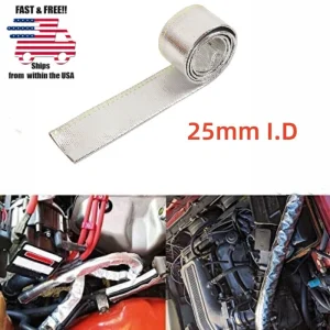Metallic Heat Shield Sleeve Insulated Wire Hose Cover Wrap Loom Tube 1